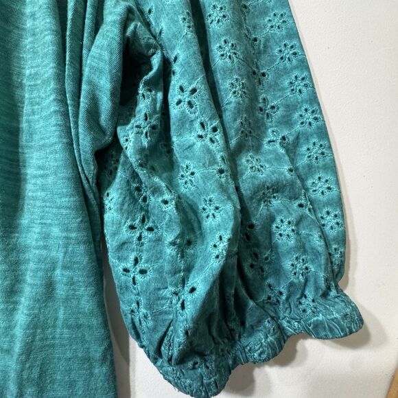 Catherine’s Teal Green Jersey & Eyelet Pullover Blouse Women’s Plus Size 3X - Picture 4 of 9